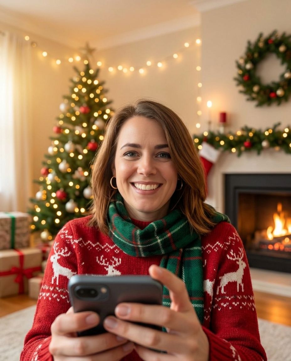A Christmas card portrait generated from a real photo